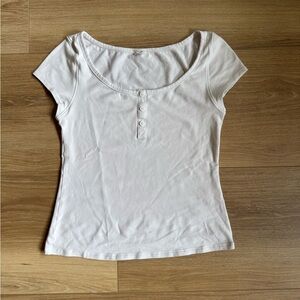 White Scoop Neck Women's Top